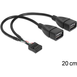 Delock Kabel USB Pinheader Buchse > USB-A 2 x Buchse 20 cm (83292)