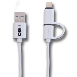 2GO 2 in 1 USB Ladekabel-weiss-100cm für Micro-USB + Apple (795637)