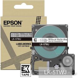 LK-5TWJ Beschriftungsband 18mm weiß auf transparent matt (C53S672069)