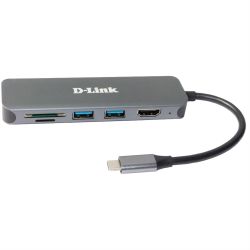 6-in-1 USB-C Multiport-Adapter USB-C 3.0 grau (DUB-2327)