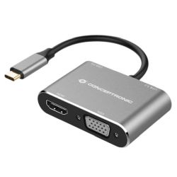 CONCEPTRONIC Dock USB-C ->HDMI,VGA,USB3.0,100WPD   0.15m gr (DONN16G)