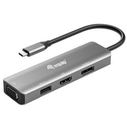 Equip Adapter USB-C -> HDMI/DisplayPort/VGA 4K/1080P/60Hz gr (133485)