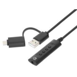 MANHATTAN 2-in-1 Adapterkabel USB-C und USB-A auf 3,5mm Klink (153560)