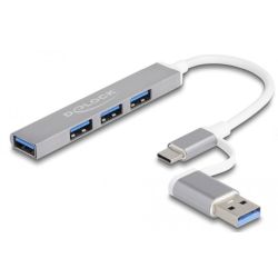 4-Port USB-Hub grau USB-C 3.0 (64214)