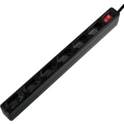 Slim 6-fach Euro Steckdosenleiste schwarz mit Schalter (LPS232B)