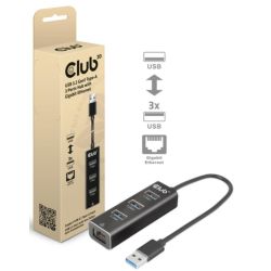 Club3D Adapter USB 3.2 Typ A > 3x USB 3.2 Typ A/LAN retail (CSV-1430A)