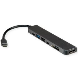 VALUE USB Typ C Dockingstation, HDMI 4K60, 2x USB2.0 (A+C (12.99.1136)