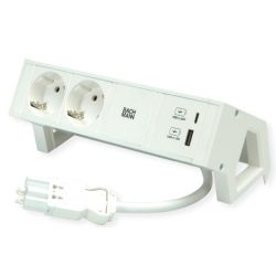 BACHMANN DESK2 ALU WHITE 2x Schutzkontakt, USB Charger 22W  (902.3201)