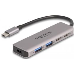 Delock 4-Port USB-Hub mit PD grau USB-C 3.0 (64239)