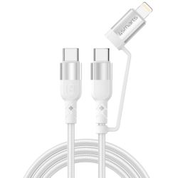 4smarts USB-C/C/ Lightning Kabel ComboCord CL 1.5m textil wei (540573)