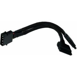 4-Pin IDE Molex zu 2x 15-Pin SATA Strom 15cm schwarz (87464)