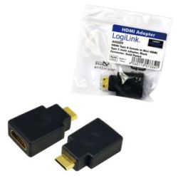 Adapter Mini HDMI-C Stecker auf HDMI-A Buchse schwarz (AH0009)