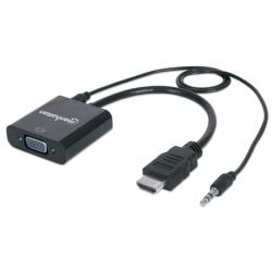 Adapter HDMI Stecker zu VGA Buchse + Audio schwarz (151559)