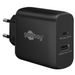 USB-C PD Dual-Schnellladegerät 45 Watt (schwarz, 1x USB-A, 1x (65411)