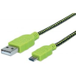 MANHATTAN Micro-USB-Kabel mit Stoffummantelung A-Stecker auf  (394062)