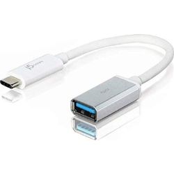 Kabel USB-C Stecker zu USB-A Buchse 10cm weiß/silber (JUCX05-N)