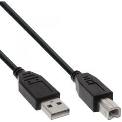 InLine USB 2.0 Kabel, A an B, schwarz, 0,3m (34503X)