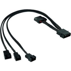 4-Pin Molex zu 2x 4-Pin PWM + 1x 3-Pin Kabel 30cm schwarz (81130)