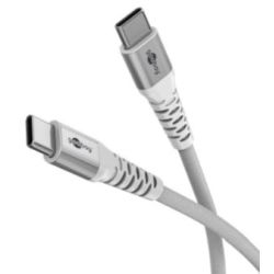 Goobay USB-C (ST-ST) 2m Verbindungskabel Textilmantel White (70194)