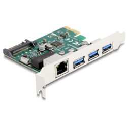 PCI Express x1 Karte zu 3 x USB 5 Gbps Typ-A Buchse + 1 x Giga (90105)