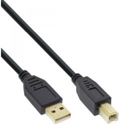 InLine USB 2.0 Kabel, A an B, schwarz, Kontakte gold, 1m (34510S)