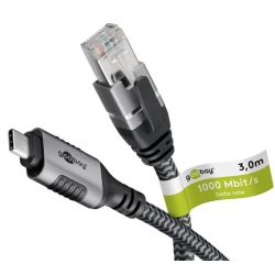 Ethernet-Kabel LAN-Adapter USB-C zu RJ45 3m grau (70699)