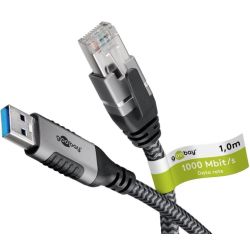 Ethernet-Kabel LAN-Adapter USB-A zu RJ45 1m grau (70299)