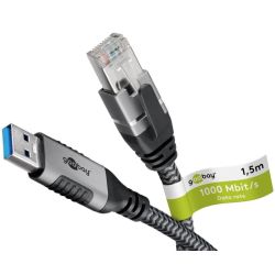 Ethernet-Kabel LAN-Adapter USB-A zu RJ45 1.5m grau (70497)