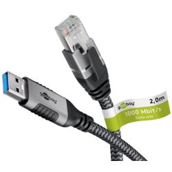 Ethernet-Kabel LAN-Adapter USB-A zu RJ45 2m grau (70498)