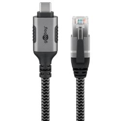 Ethernet-Kabel LAN-Adapter USB-C zu RJ45 10m grau (70754)