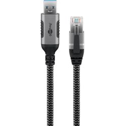 Ethernet-Kabel LAN-Adapter USB-A zu RJ45 10m grau (70694)