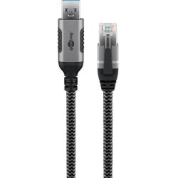 Ethernet-Kabel LAN-Adapter USB-A zu RJ45 15m grau (70695)