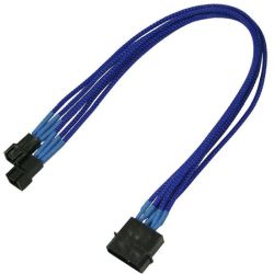 Kabel 4-Pin-Molex auf 2x 3-Pin-Lüfter 30cm sleeved blau (NX42A30B)