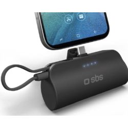 SBS Powerbank NanoTube 5.000mAh 2xUSB-C 12W schwarz (TEBB5000PLUGCK)