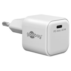 USB-C Schnellladegerät Nano, PD, GaN, 65 Watt (weiß, 1x USB- (65370)