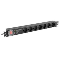 Lanberg PDU Steckdosenleiste 19 1U 7x Schuko SPD (PDU-PRO-07F-0200-BK)