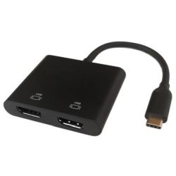 DELTACO USB-C MST Hub 2x 4K/60Hz 2x HDMI 0,1m schwarz (USBC-2HDMI)