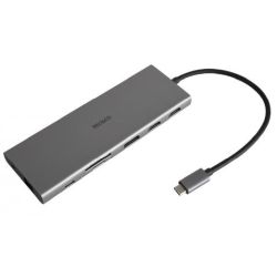 DELTACO 12in1 USB-C Dockingstation 4K UHD/60Hz 85W silbe (USBC-HDMI27)