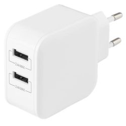 Deltaco Ladegerät 24W 2x USB 4,8A weiß (USB-AC175)