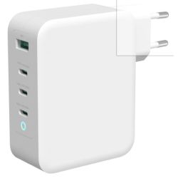 Deltaco PD Ladegerät 130W 1x USB/3x USB-C Gan weiß (USBC-GAN04)