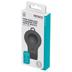 DELTACO Apple Watch Mini Ladegerät USB-C schwarz (AWC-102)