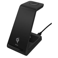 DELTACO Wireless Charger Stand 3in1 schwarz (QI-1037)