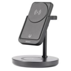 DELTACO Wireless Charger Magnetic 3in1 Powerbank schwarz (QI-1045)