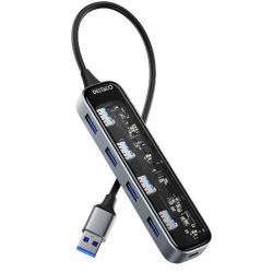 DELTACO USB-A-Hub m. 4x USB 5 Gbit/s transparent (UH-736)