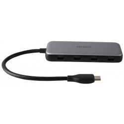 DELTACO USB-C Hub 4 Ports 5 Gbit/s 100W PD silber (USBC-HUB204)