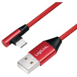 LogiLink LogiLink USB 2.0-Kabel USB/USB-C 30cm rot 90°-Stecker (CU0145)