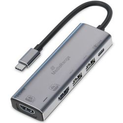 MediaRange HUB USB-C 5 in 1 Multiport Adapter, silber (MRCS511)