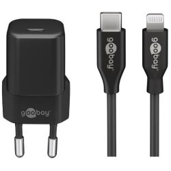 Apple Lightning / USB-C PD-Ladeset 30 Watt (schwarz, 1 Meter K (64574)