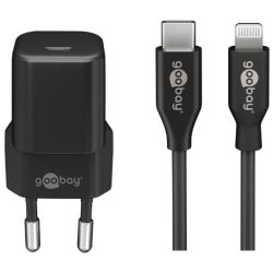 Apple Lightning / USB-C PD-Ladeset nano 20 Watt (schwarz, 1 Me (61083)