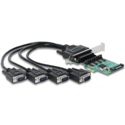 PCIe x1 Karte auf 4 x Seriell RS-232 mit 5V oder 12V (SATA-Str (89938)